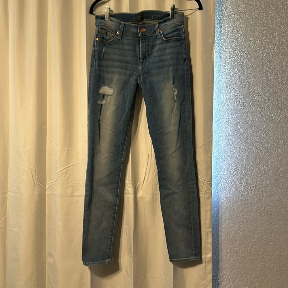 7 for all mankind jeans size 26 distressed inseam 28.5